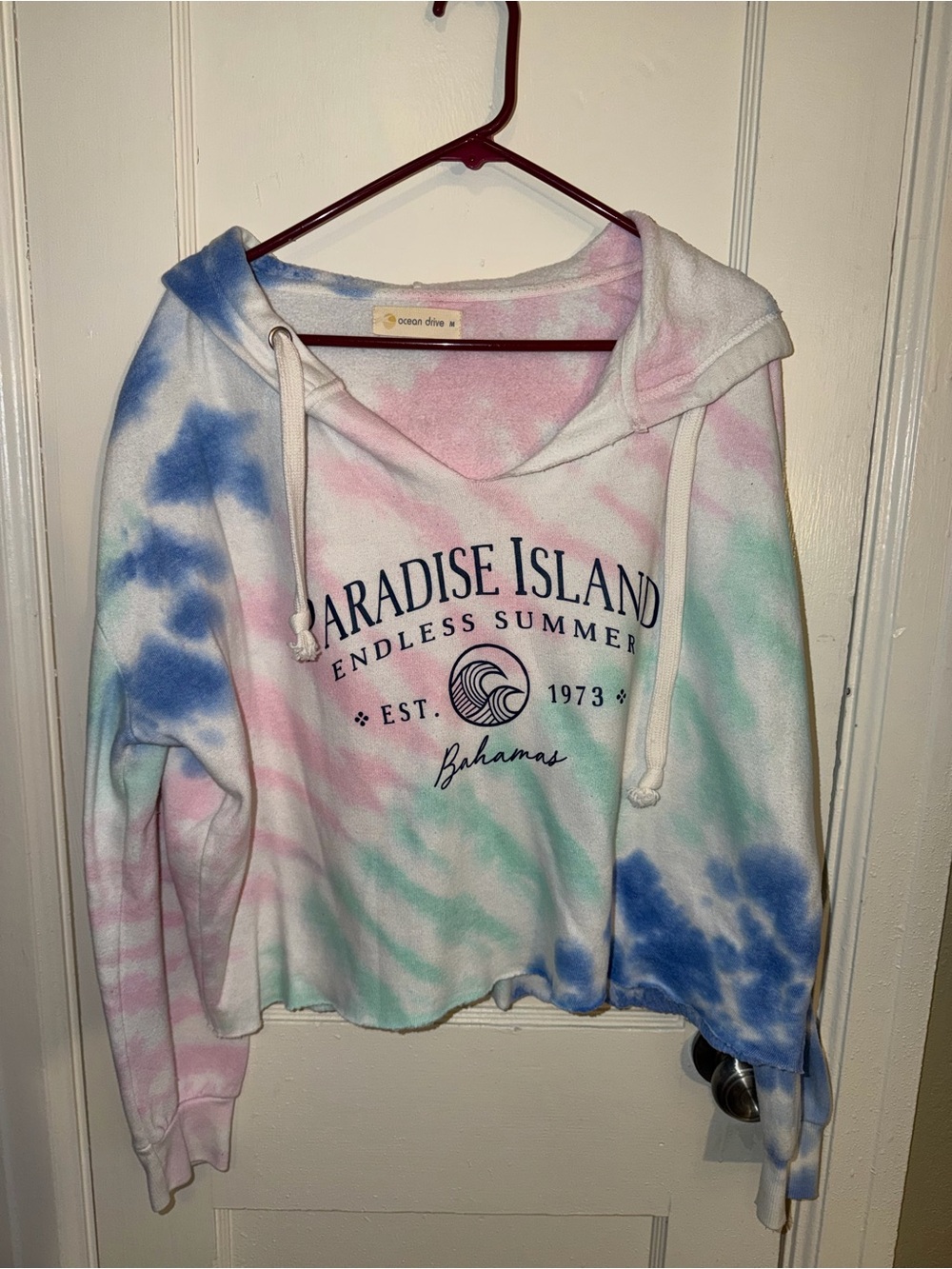 Ocean Drive Pastel Tie-Dye Crewneck Cropped Oversized Hoodie. Like new. Size M - Picture 1 of 3